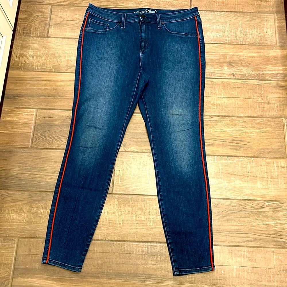 Universal Thread Jeans with Red Corded Pinstripe